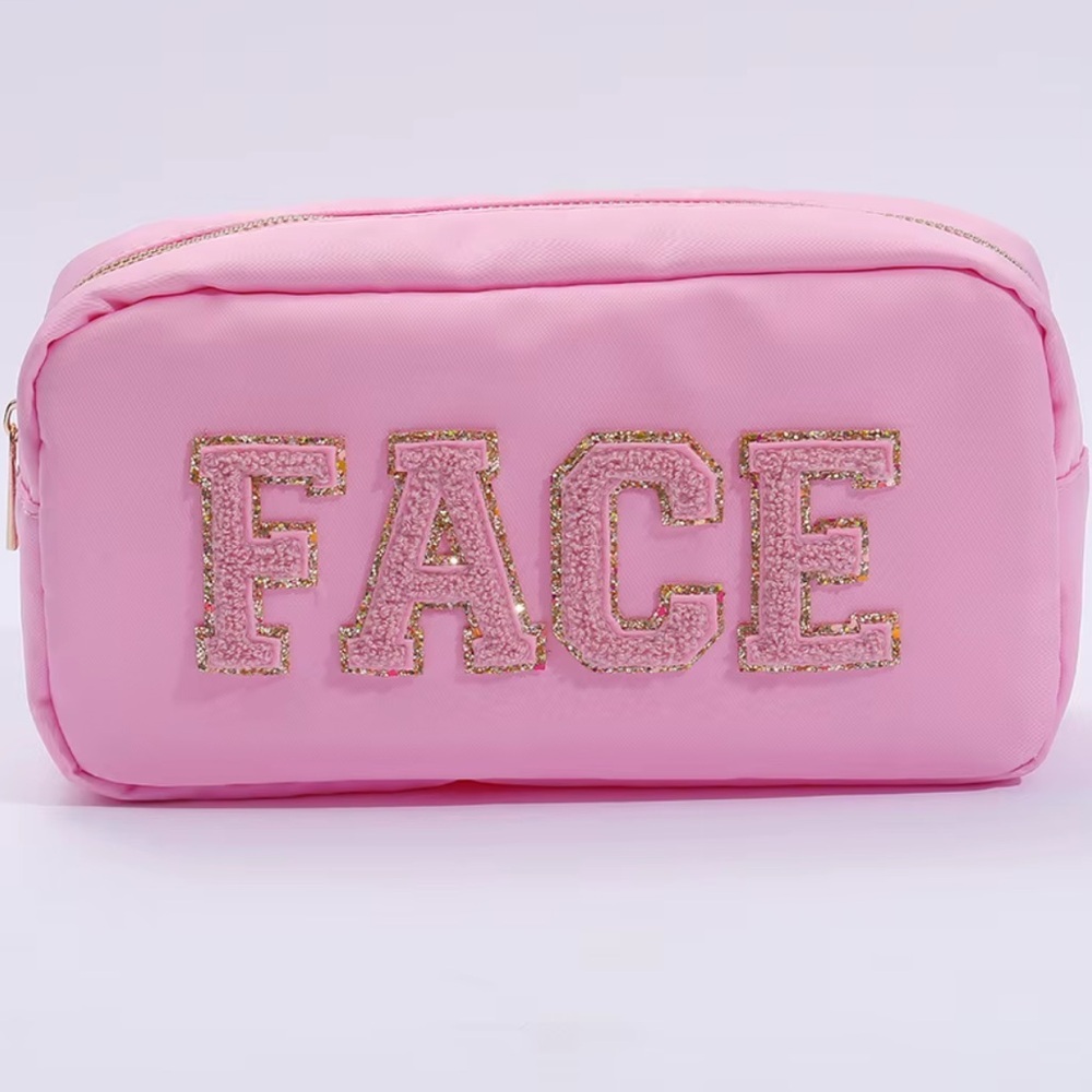 Pink Cosmetic Bag with Gold Accents 9X5